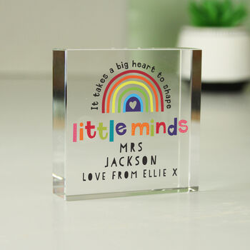 Personalised ‘It Takes A Big Heart To Shape Little Minds’ Crystal Block – Teacher Gift, 4 of 5