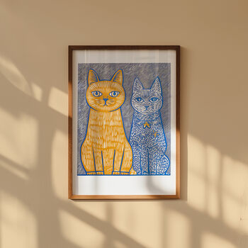 Colourful Cat Friends Modern Giclée Art Print, 2 of 2