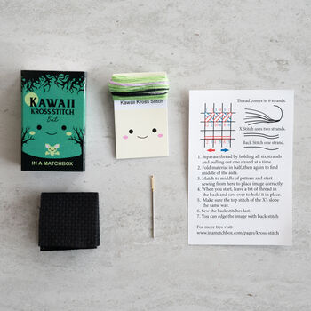 Kawaii Halloween Bat Mini Cross Stitch Kit, 3 of 7
