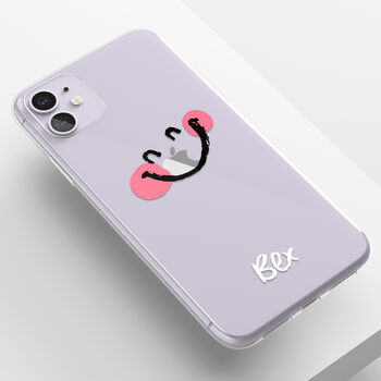Personalised Pink Smiley Name Clear Phone Case, 4 of 5