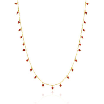 Red Coral Beaded Sterling Silver Chain Necklace, 3 of 5