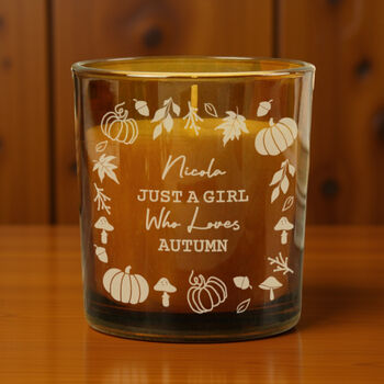 Personalised Pumpkin Pumpkins Amber Glass Candle, 3 of 5