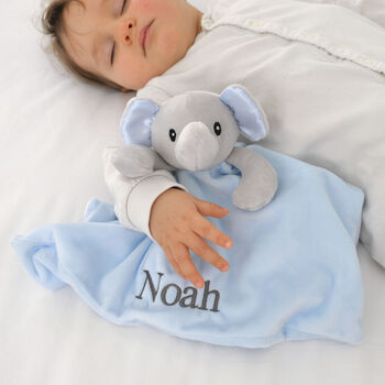 Personalised Fluffy Blue Elephant Blanket And Comforter, 5 of 7