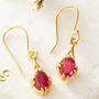 Ruby Gold Plated Silver Antique Drop Earrings, thumbnail 2 of 12