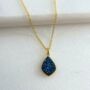 Blue Druzy Crystal 18k Gold Plated Necklace, thumbnail 1 of 6