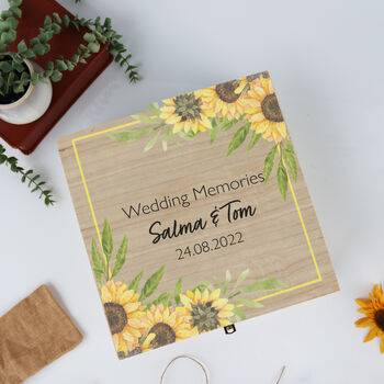 Personalised Sunflower Wedding Memories Keepsake Box, 3 of 6