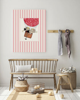 Babar Pink Stripy Ballon Art Print, 2 of 3