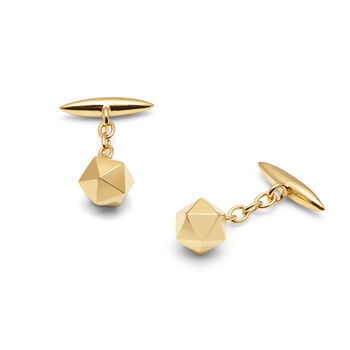 Gold Platonic Shape Solid Icosahedron Cufflinks, 2 of 4