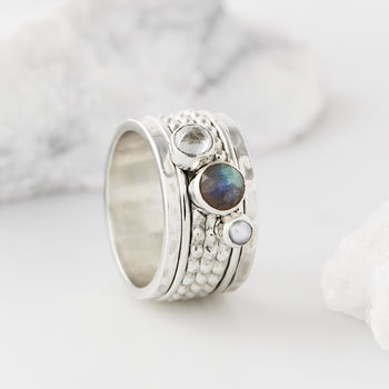 Ethereal Galaxy Silver Spinning Ring And Bangle Set, 7 of 11