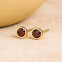 Gold Plated Sterling Silver January Garnet Birthstone Stud Earrings, thumbnail 1 of 6