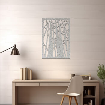 Modern Metal Forest Wall Art Panel For Living Room Bedroom Or Hallway Decor, 9 of 11