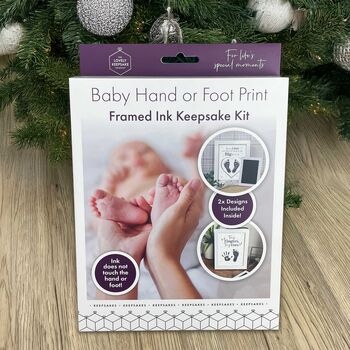 Baby Hand Or Foot Print Framed Ink Keepsake Kit With Two Designs, 2 of 12