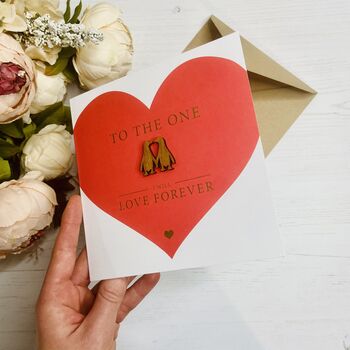 Wooden Penguin Love Heart Gold Foiled Card, 5 of 7