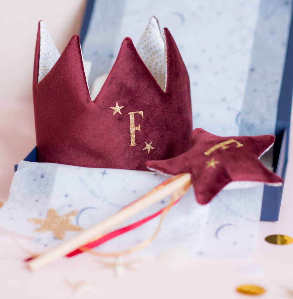 Magical Personalised Velvet Wand And Crown Set, 1 of 9