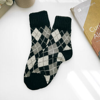 Extra Thick Argyle Check Wool Socks For Men, 9 of 11