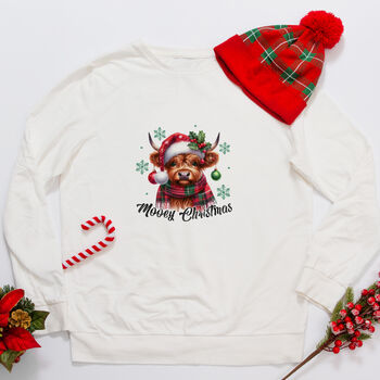 Mooey Christmas Highland Cow Jumper, 3 of 4