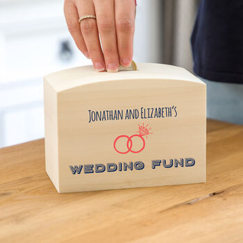 Personalised Wedding Fund Money Box Engagement Gift, 2 of 3