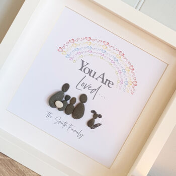 Personalised 'You Are Loved' Rainbow Pebble Family, 2 of 5
