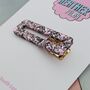 Pink And Black Glitter Hair Clip / Alternative Fashion Barrette / Pastel Goth Resin Slide / Edgy Statement Birthday Gift For Her, thumbnail 4 of 4
