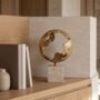 Textured Brass Sphere Sculpture On Black Marble Base, thumbnail 5 of 12