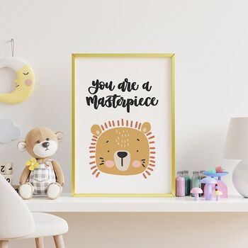 You Are A Masterpiece Lion Nursery Print, 2 of 8