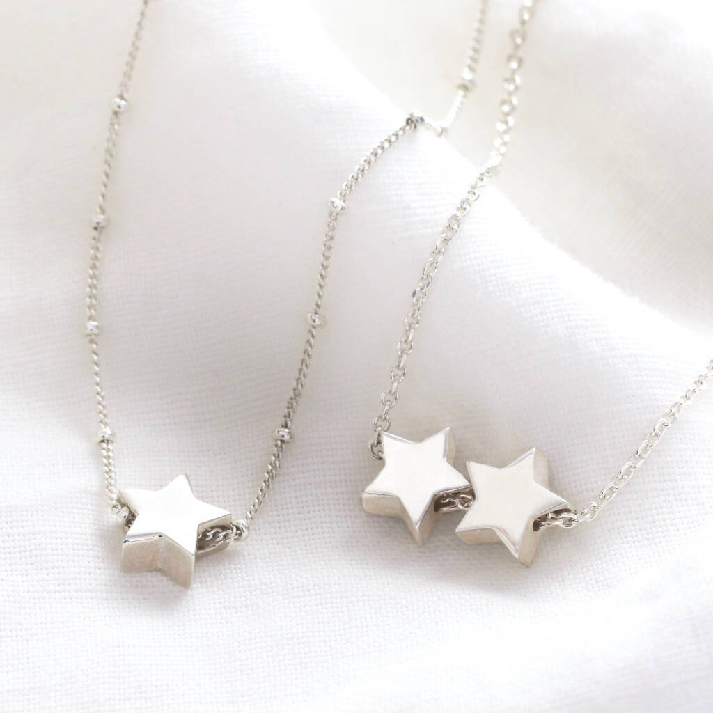 Sterling Silver Star Bead Necklace By Lisa Angel