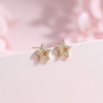 Cz Star Stud Earrings, 3 of 10