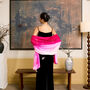 100% Mulberry Silk Scarf, Ombre Hot Pink And White In Gift Box, thumbnail 3 of 12