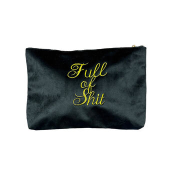 Full Of Shit Pink Embroidered Pouch, 4 of 6