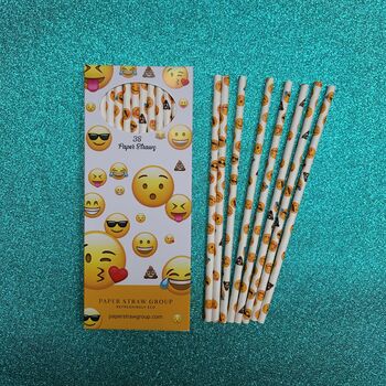 Emoji Paper Straws Box Of 38 100% Biodegradable, 4 of 8