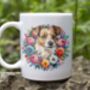 Personalised Jack Russell Terrier Summer Floral Dog Wreath Cushion And Mug Gift Bundle, thumbnail 2 of 4