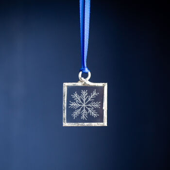 Snowflake Engraved Glass Christmas Tree Decoration, 5 of 6