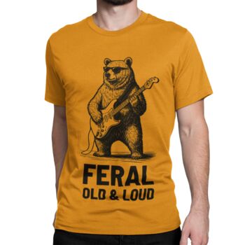 Feral, Old And Loud Bear T Shirt – Organic Cotton Guitar Gift For Dad, 4 of 9