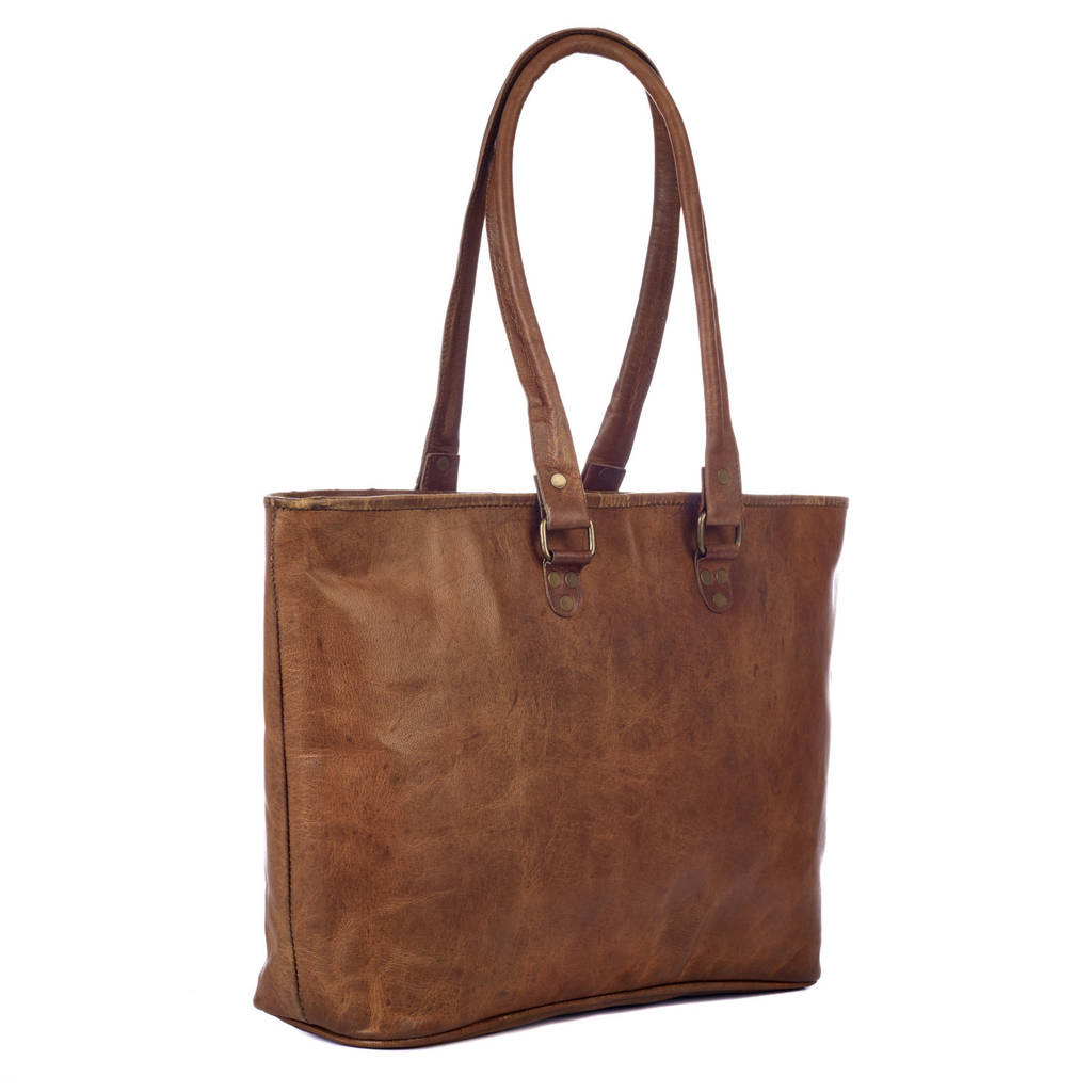 Personalised Large Leather Tote Bag By Paper High | notonthehighstreet.com