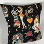 Tattooed Lady Cushion Cover In Black, thumbnail 1 of 4