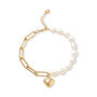 Amare Freshwater Pearl Chain Bracelet With Heart, thumbnail 2 of 3