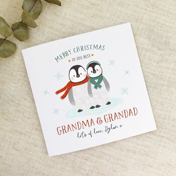Personalised Penguin Christmas Card Any Relation, 4 of 4