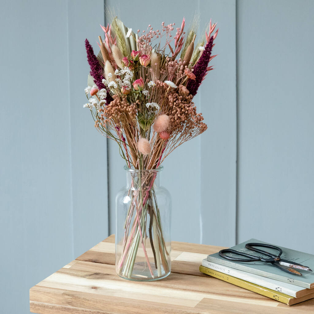 Dusky Rose Dried Flower Posie With Vase, 1 of 4
