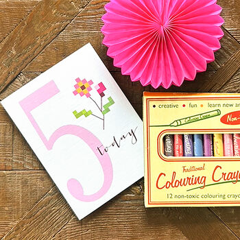 Mini Cross Stitch 5th Birthday Card, 3 of 3