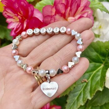 Personalised Bridesmaid Bracelet. Flower Girl Gift, 2 of 12