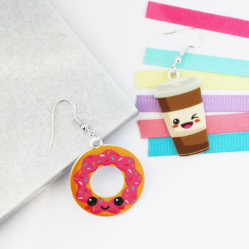 You Are The Coffee To My Donut Valentine's Earrings, 7 of 12