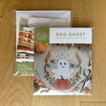Boo Ghost Modern Cross Stitch Kit, 3 of 4