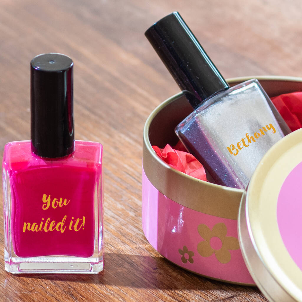 Personalised Nail Polishes In Ditsy Tin, 1 of 3