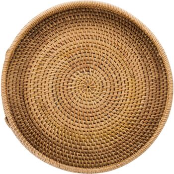 Round Rattan Serving Tray Hand Woven Wicker Tray, 9 of 10