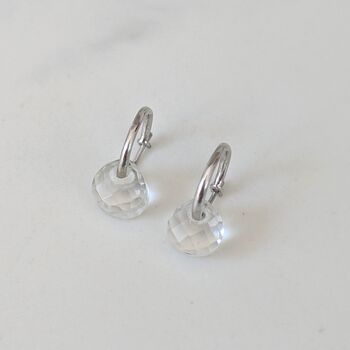 Clear Quartz Teardrop Birthstone Earrings, Silver, 2 of 6