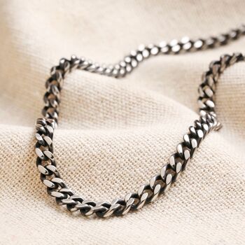 Men's Black Stainless Steel Curb Chain Necklace, 4 of 6