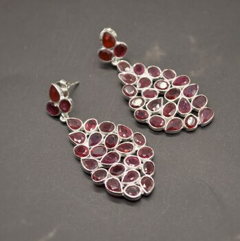 Red Ruby Sterling Silver Earrings, 8 of 10