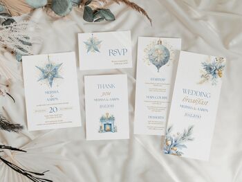 Blue Winter Gatefold Wedding Invitations, 5 of 5