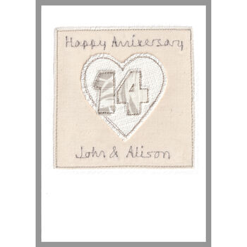 Personalisaed 14th Ivory Wedding Anniversary Card, 3 of 7