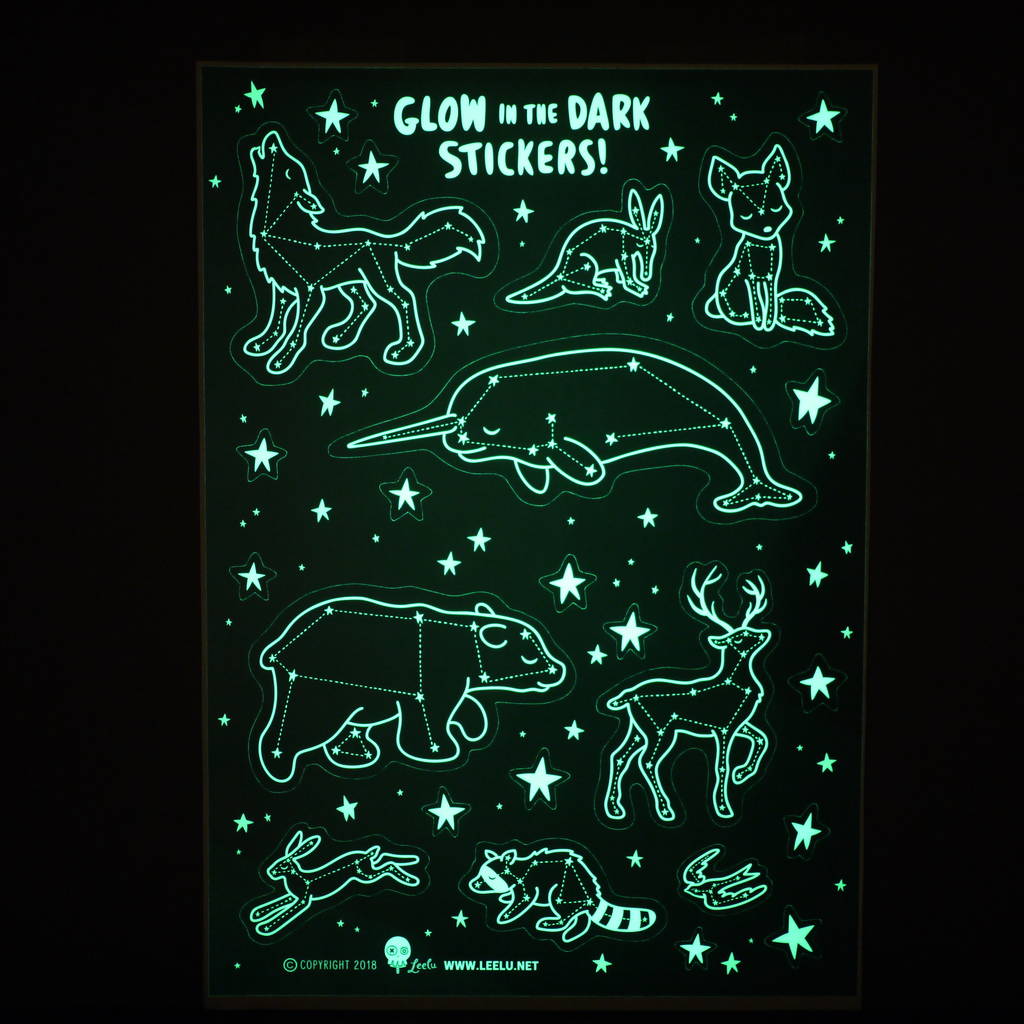 Glow In The Dark Sticker Sheet Animal Constellations By Leelu